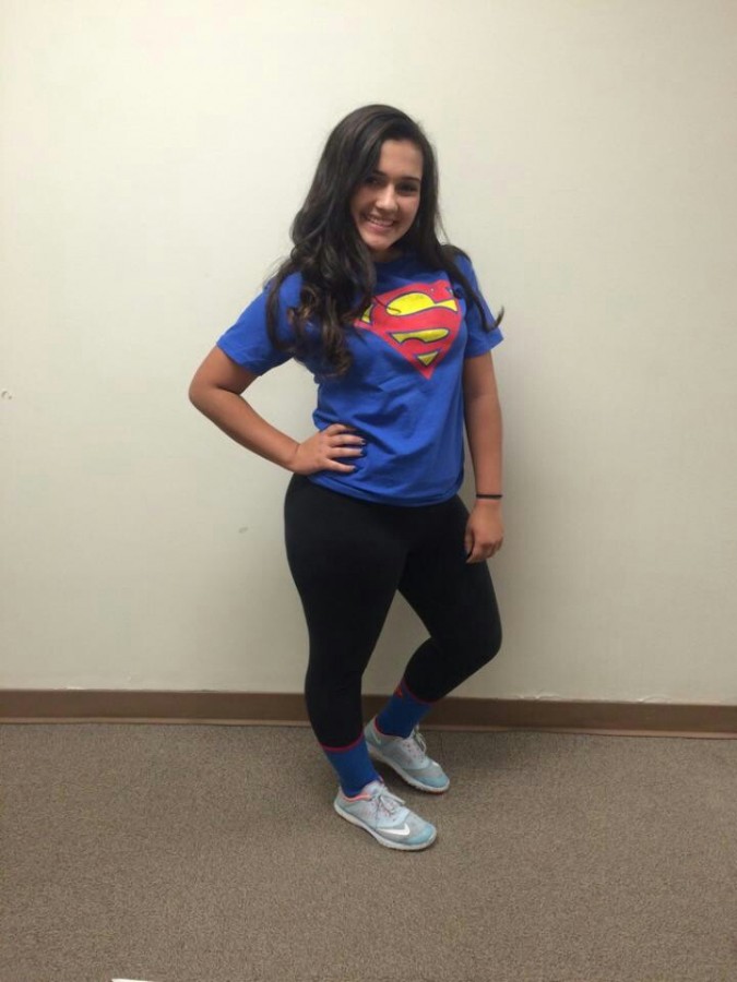 SophomoreIsabela Reyes shows off her Superman shirt.