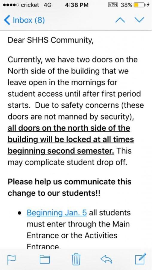 North Parking Doors Closing Second Semester