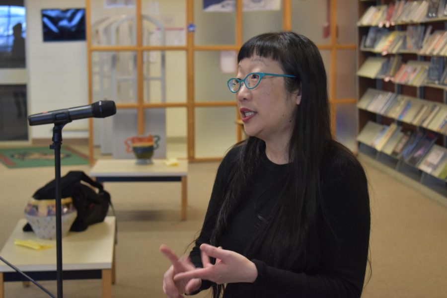 Paula Yoo spoke at length with various members of Smoky Hill after her presentation to answer questions that students had so she spoke at length to give insight into her life, both as an Asian American and as a journalist. 