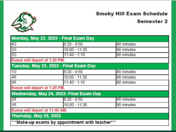 Upcoming Exams Schedule