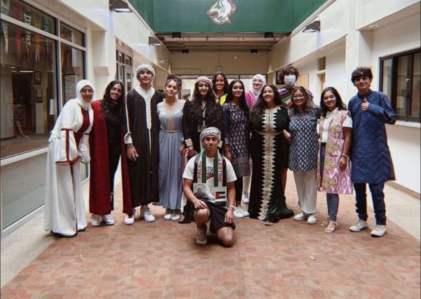 The Muslim Student Association in their cultural dress.