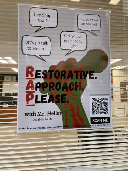 The Restorative Justice Program posters helps students acknowledge what to do with any conflict 